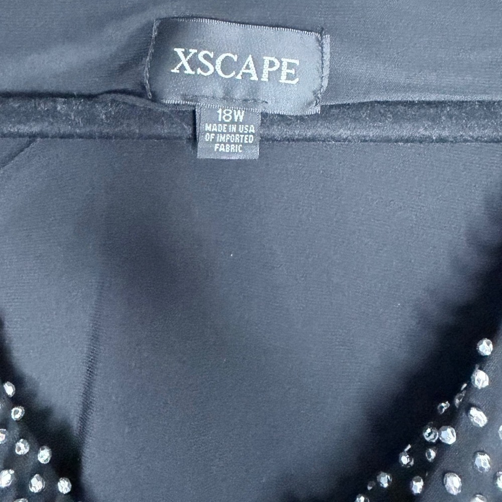 Xscape Maxi Dress Women 18W Black Excellent Embellished Cowl Neck Long Sleeve - Picture 3 of 13